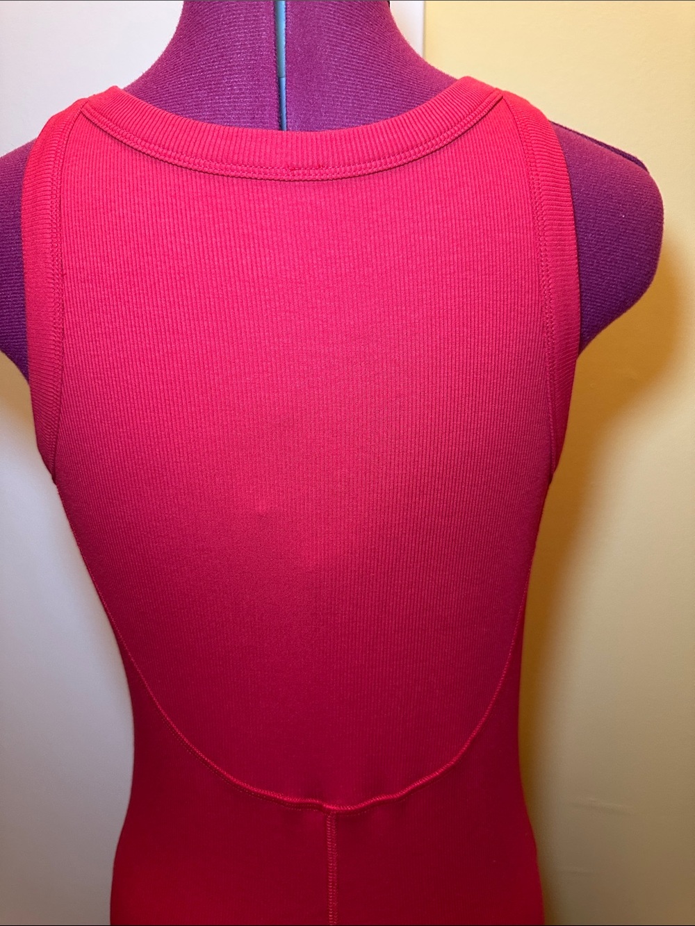 Kit + Ace Bright Red Ribbed Tank Dress Sleeveless Fitted Long Dress - Picture 7 of 12